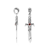 AP-9016-GA Sterling Silver Beautiful Sword Shape Pendant With Garnet Jewelry Bali Designs Inc